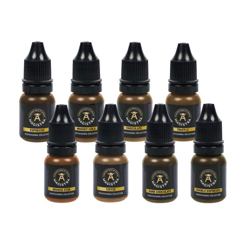 Pigment-Set: nimm 8 - zahl 6 - ESPRESSO, WHISKY-COLA, CHOCOLATE, TRUFFLE, BRONZE STAR, TOFFEE, DARK CHOCOLATE, DOUBLE ESPRESSO